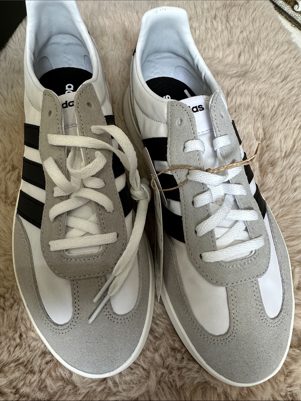 adidas Men’s White, Gray & Black Retro Trainer Sneakers